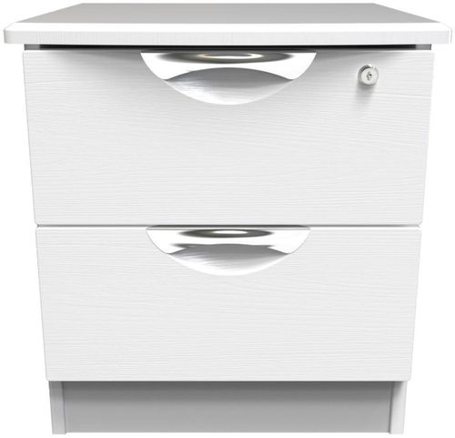 Flora White 2 Drawer Bedside Cabinet with Lock