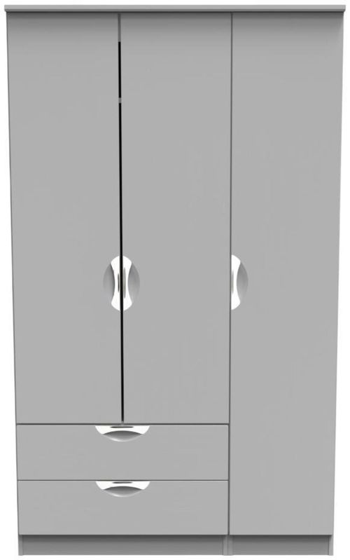 Flora Grey Ash 3 Door Triple Wardrobe - LHF 2 Drawers