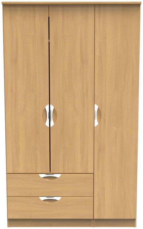 Flora Oak Effect 3 Door Triple Wardrobe - LHF 2 Drawers