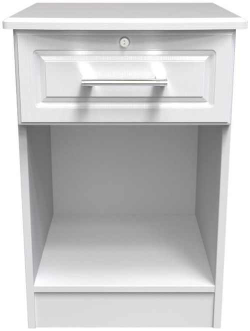 Gina White 1 Drawer Bedside Table with Lock