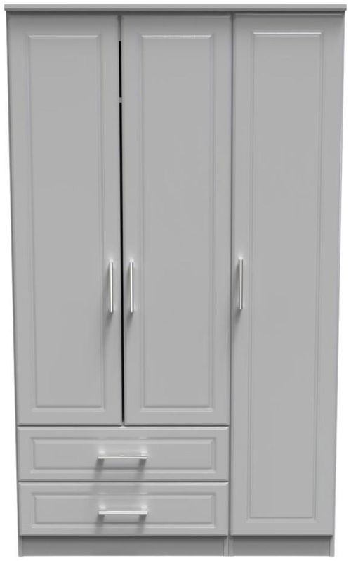 Gina Grey Ash 3 Door Triple Wardrobe - LHF 2 Drawers