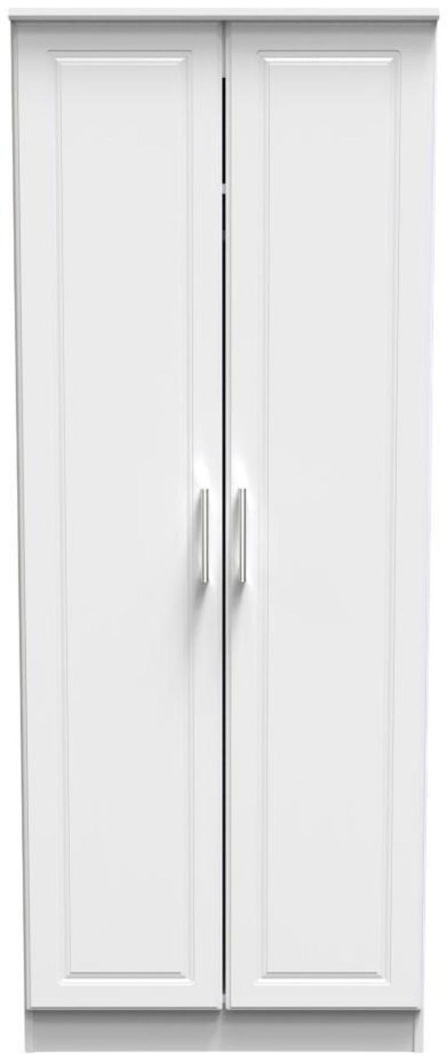 Gina White 2 Door Plain Tall Wardrobe
