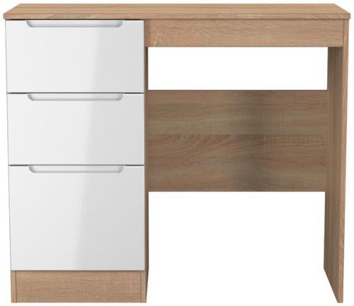 Milan White Gloss and Oak Effect 3 Drawer Single Dressing Table