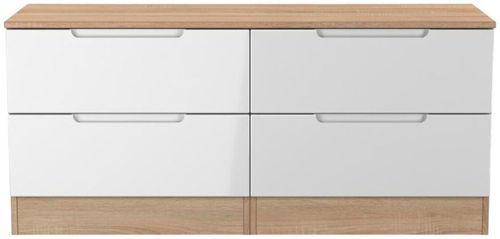 Milan White Gloss and Oak Effect Bed Box