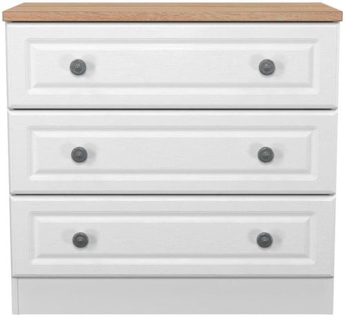 Norfolk White and Oak Effect 3 Drawer Small Chest