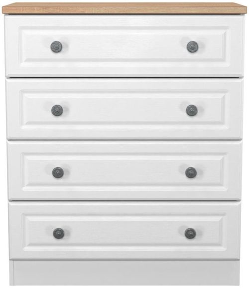 Norfolk White and Oak Effect 4 Drawer Chest