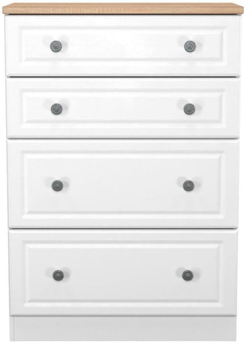 Norfolk White and Oak Effect 4 Drawer Deep Chest