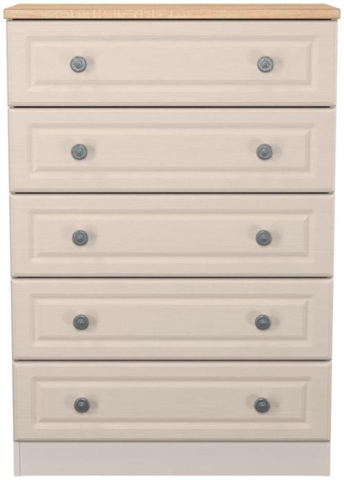 Norfolk Cashmere and Oak Effect 5 Drawer Chest