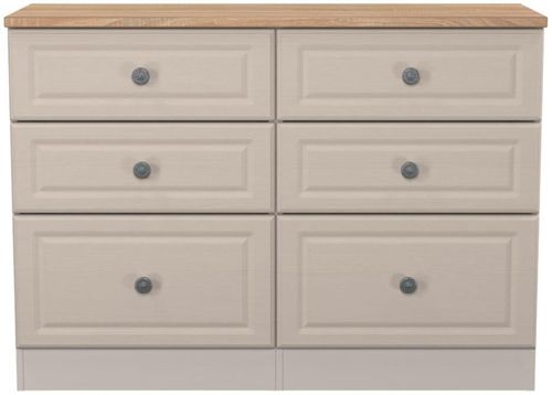 Norfolk Cashmere and Oak Effect 6 Drawer Midi Chest