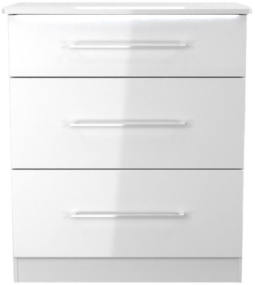 Paris White Gloss 3 Drawer Deep Chest
