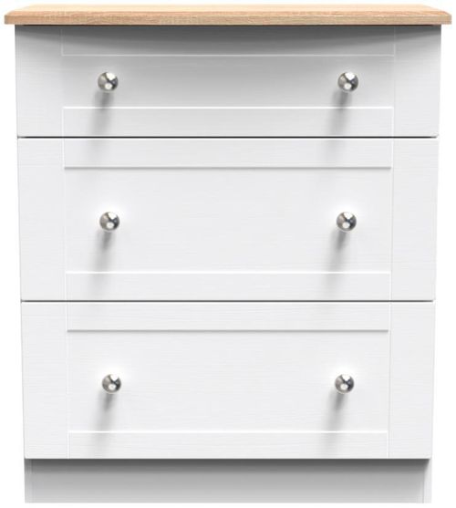 Sussex White and Oak Effect 3 Drawer Deep Chest