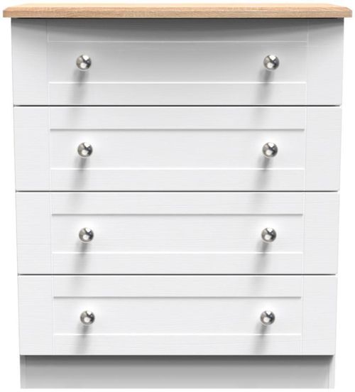 Sussex White and Oak Effect 4 Drawer Chest