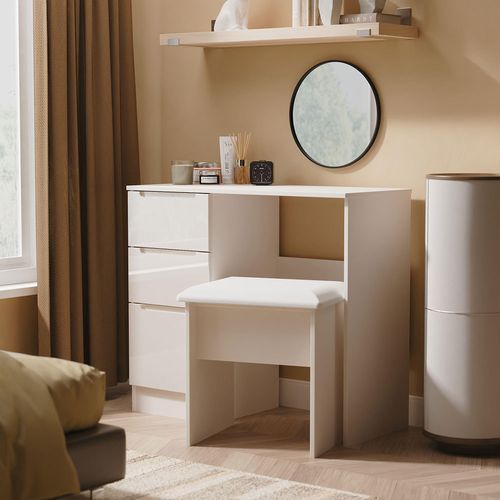 Milan Cashmere Gloss 3 Drawer Single Dressing Table