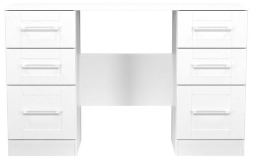 York White 6 Drawer Double Dressing Table