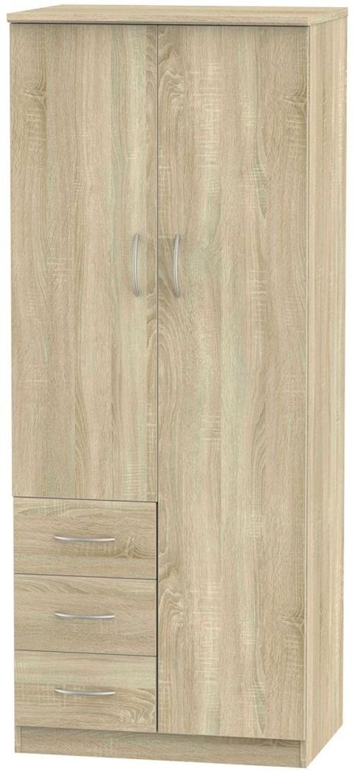 Avon Oak Effect 2 Door Wardrobe - RHF 3 Drawers
