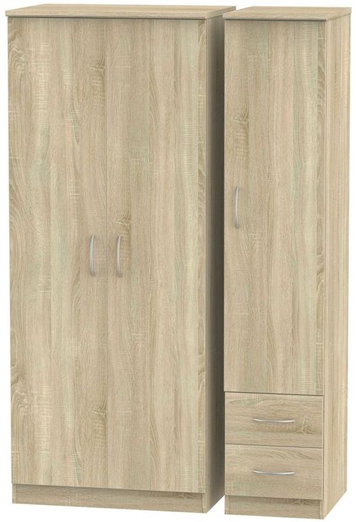 Avon Oak Effect 3 Door Triple Wardrobe - RHF 2 Drawers