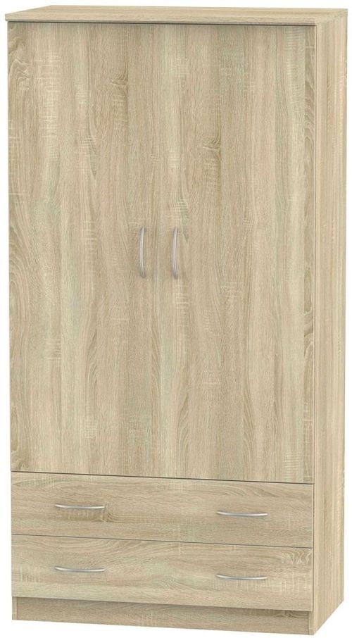 Avon Oak Effect 2 Door 2 Drawer Double Wardrobe - H 182.5cm