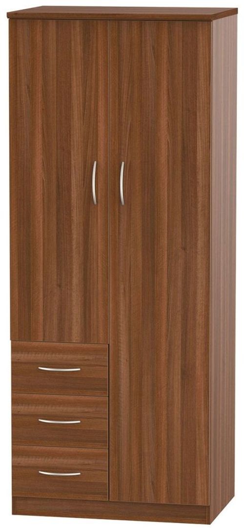 Avon Walnut Effect 2 Door Wardrobe - RHF 3 Drawers