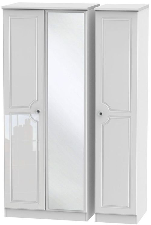 Balmoral White Gloss 3 Door Triple Wardrobe - 1 Mirror