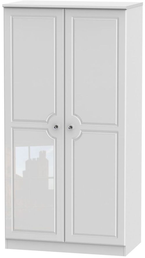 Balmoral White Gloss 2 Door Plain Wardrobe - H 182.4cm