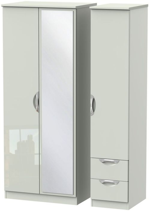 Camden Cashmere 3 Door Combi Wardrobe - 1 Mirror and RHF 2 Drawers