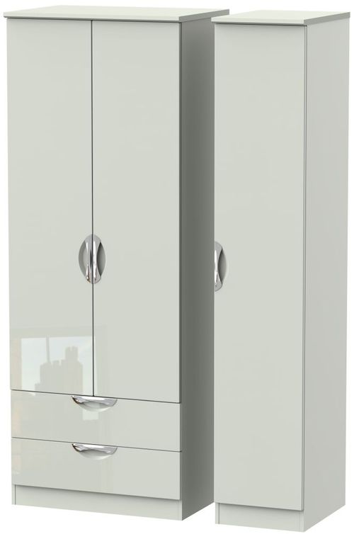 Camden Cashmere 3 Door Tall Triple Wardrobe - LHF 2 Drawers