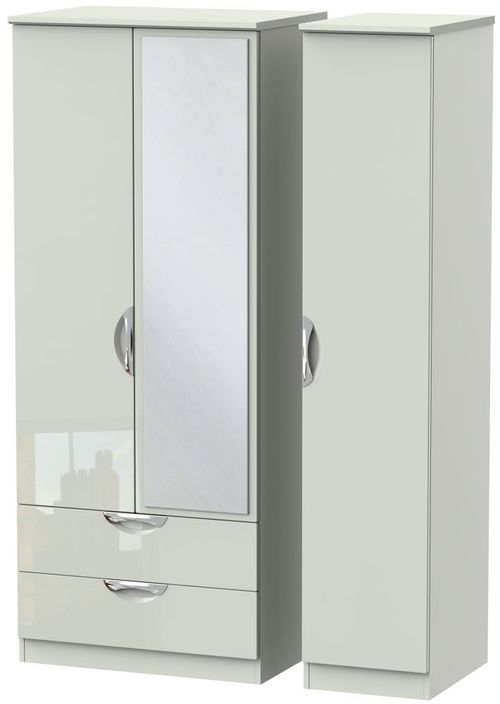 Camden Cashmere 3 Door Combi Wardrobe - 1 Mirror and LHF 2 Drawers