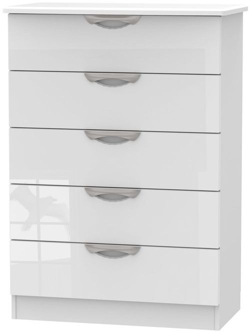 Camden White Gloss 5 Drawer Chest