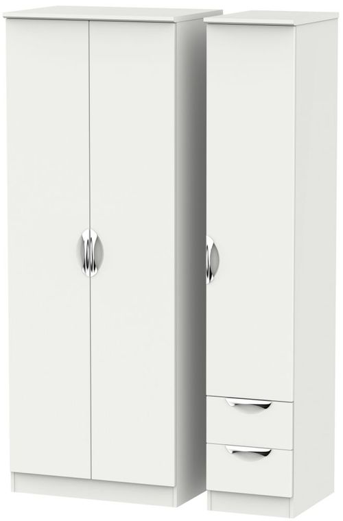 Camden Grey 3 Door Tall Triple Wardrobe - RHF 2 Drawers