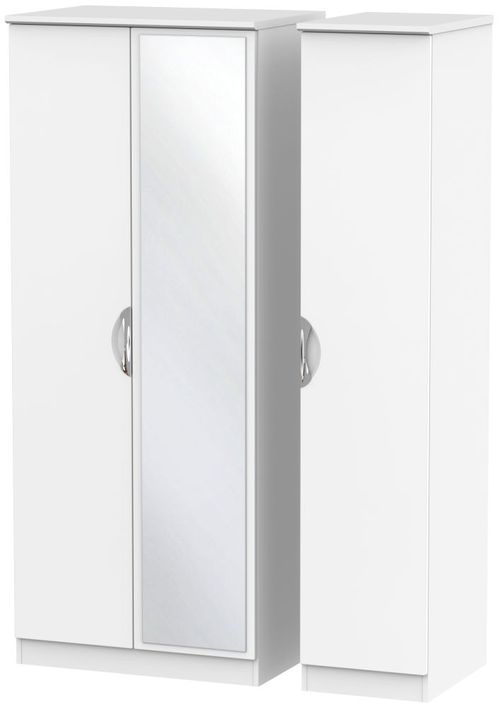 Camden White Matt 3 Door Triple Wardrobe - 1 Mirror