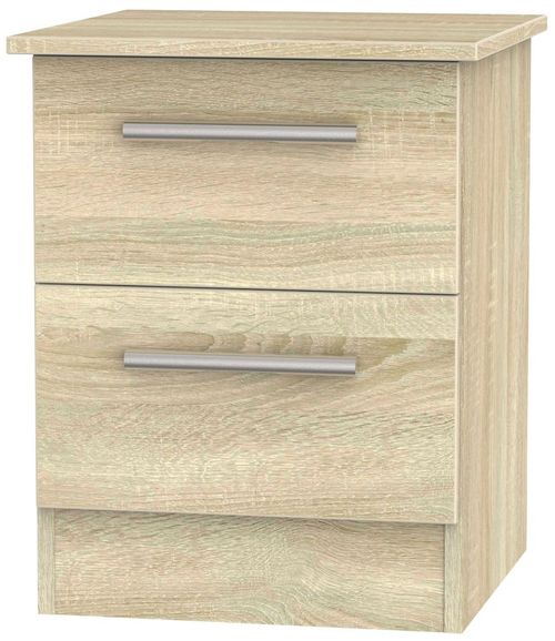 Contrast Oak Effect 2 Drawer Bedside Cabinet