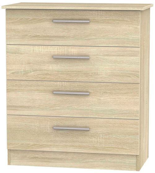 Contrast Oak Effect 4 Drawer Chest