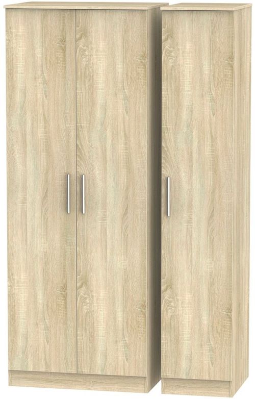 Contrast Oak Effect 3 Door Tall Triple Wardrobe