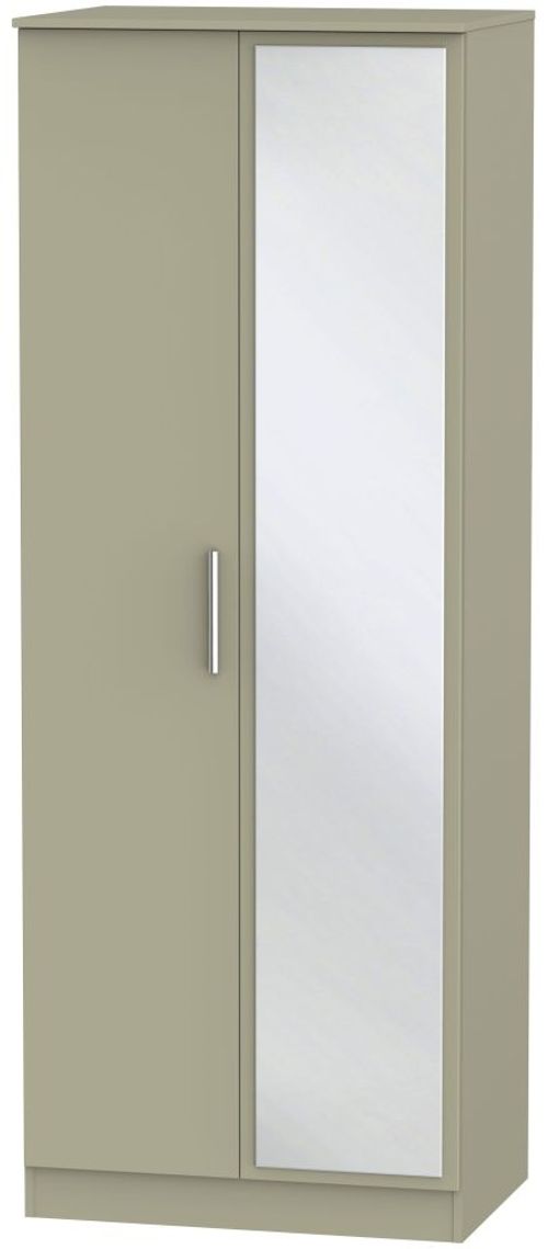 Contrast Mushroom 2 Door Tall Wardrobe - 1 Mirror