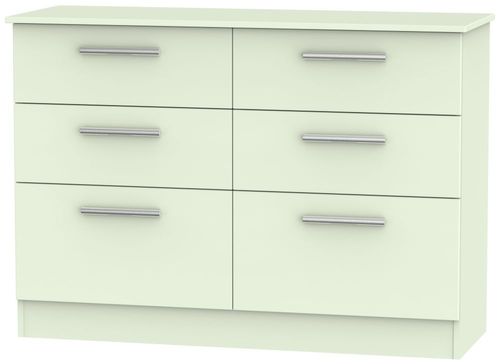 Contrast Cream 6 Drawer Midi Chest