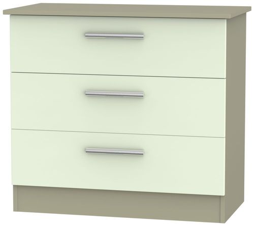 Contrast Cream and Mushroom 3 Drawer Small Chest