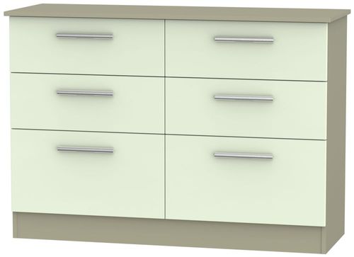 Contrast Cream and Mushroom 6 Drawer Midi Chest
