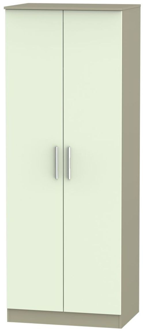 Contrast Cream and Mushroom 2 Door Plain Tall Wardrobe