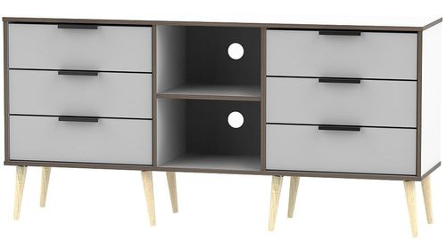Hong Kong Grey and White 150cm TV Unit with Wooden Legs