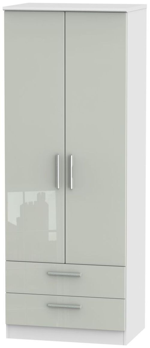 Knightsbridge Cashmere Gloss and White 2 Door 2 Drawer Tall Wardrobe