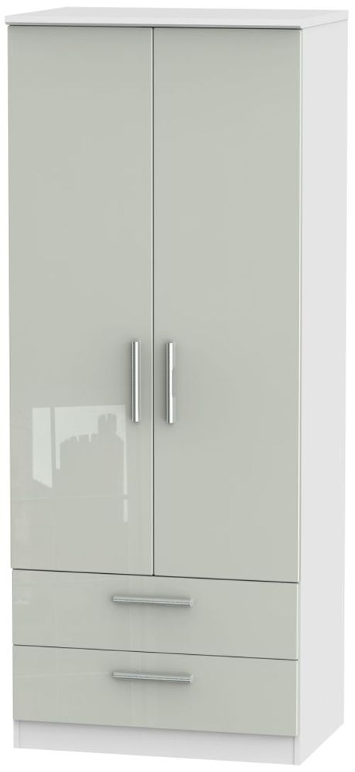 Knightsbridge Cashmere Gloss and White 2 Door 2 Drawer Double Wardrobe