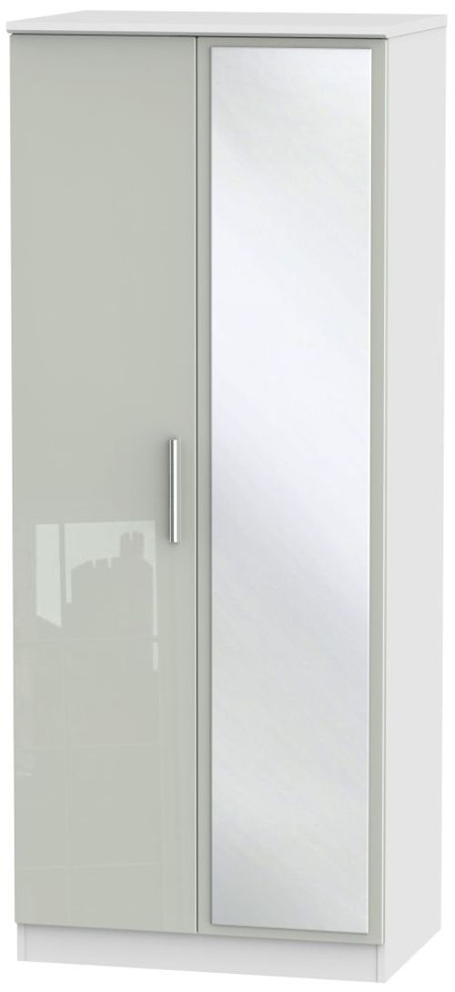 Knightsbridge Cashmere Gloss and White 2 Door Wardrobe - 1 Mirror