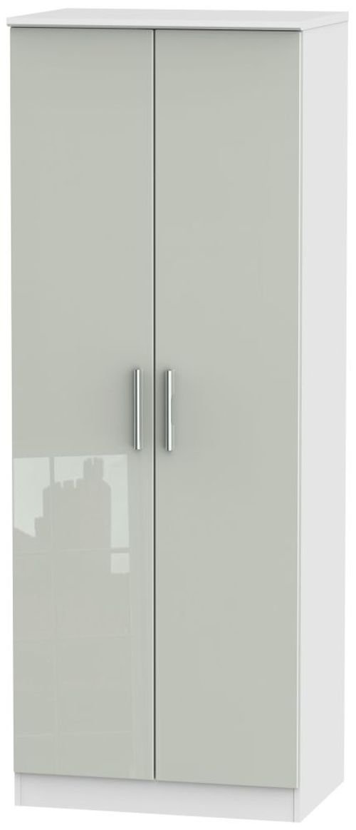 Knightsbridge Cashmere Gloss and White 2 Door Plain Tall Wardrobe