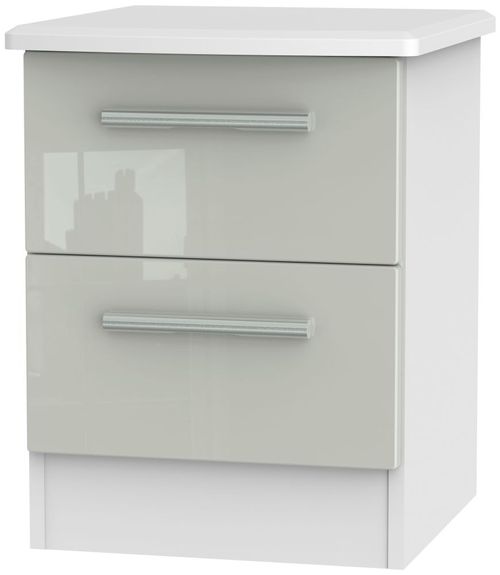 Knightsbridge Cashmere Gloss and White 2 Drawer Bedside Cabinet