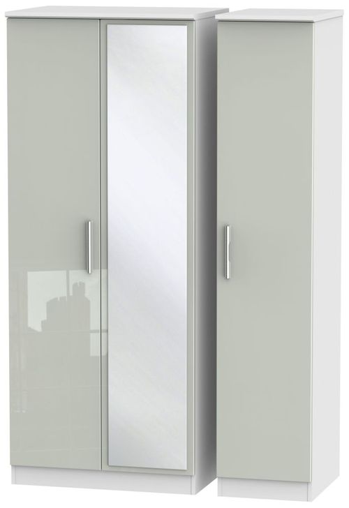 Knightsbridge Cashmere Gloss and White 3 Door Triple Wardrobe - 1 Mirror