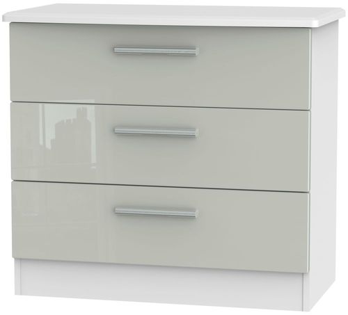 Knightsbridge Cashmere Gloss and White 3 Drawer Small Chest