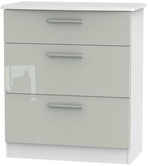 Knightsbridge Cashmere Gloss and White 3 Drawer Deep Chest
