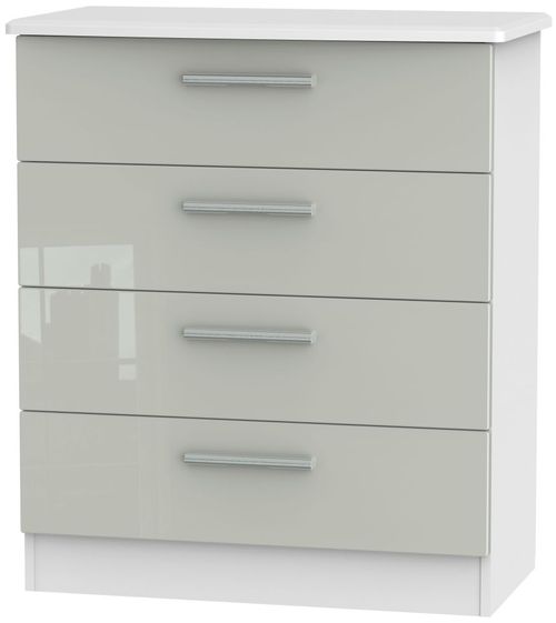 Knightsbridge Cashmere Gloss and White 4 Drawer Chest