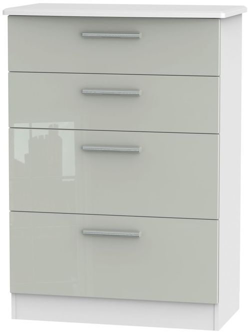 Knightsbridge Cashmere Gloss and White 4 Drawer Deep Chest