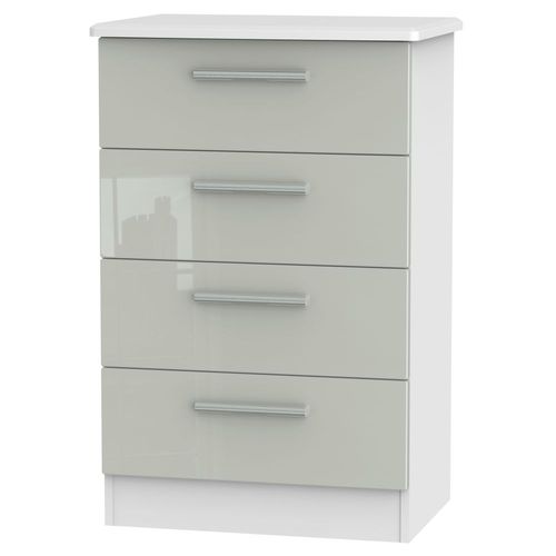 Knightsbridge Cashmere Gloss and White 4 Drawer Midi Chest